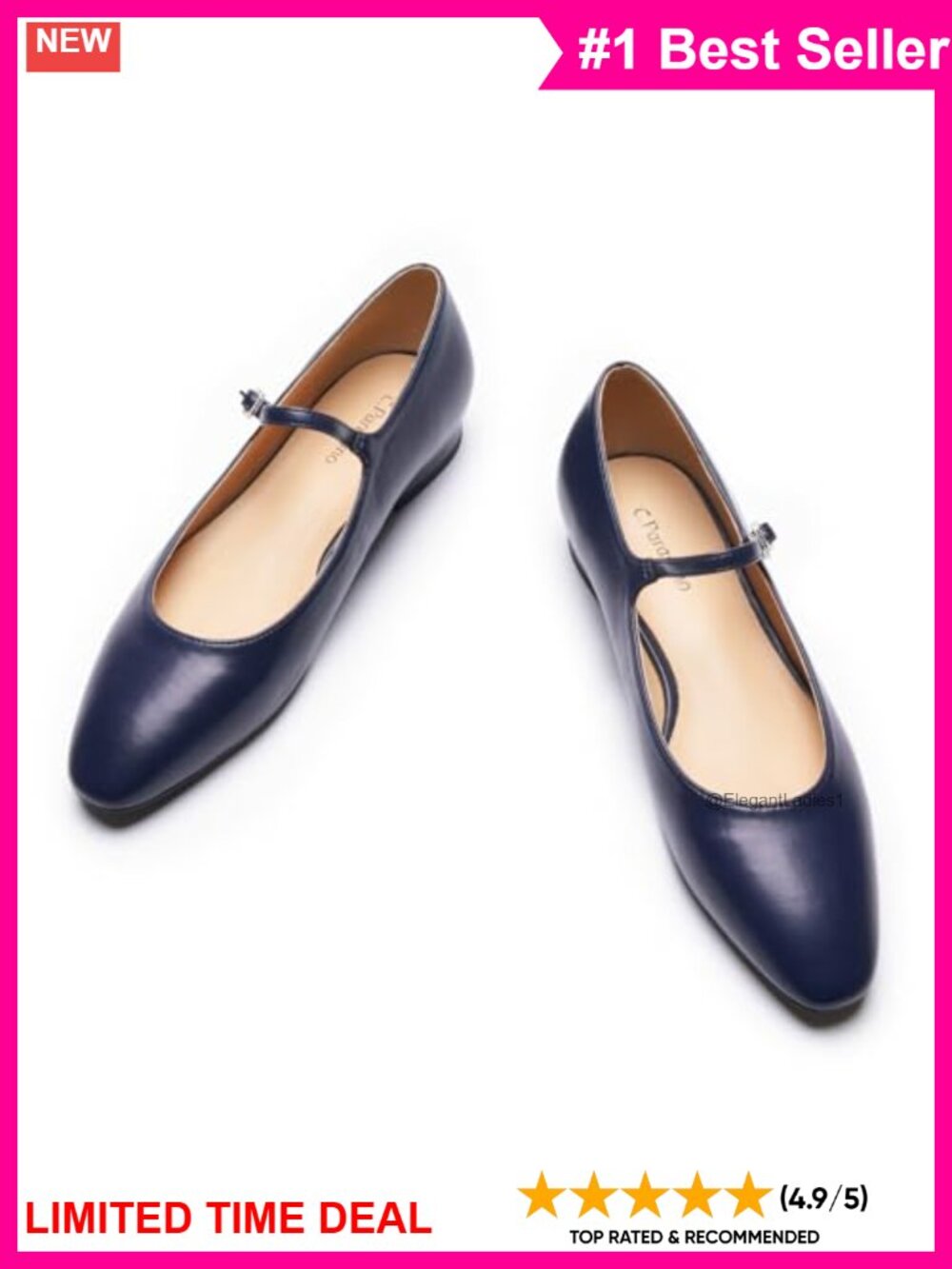Lambskin Leather Lined Mary Jane Flats Memory Foam Cushion Ankle Strap